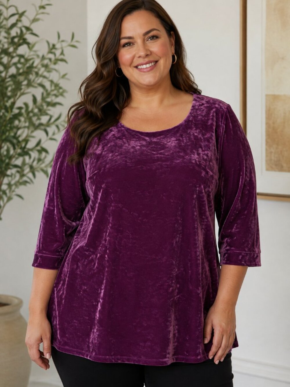 J. Jill purple crushed velvet long sleeve top, size 4X